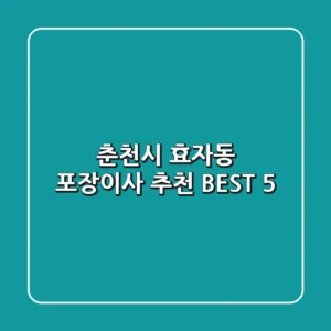 춘천시 효자동 포장이사 추천 BEST 5