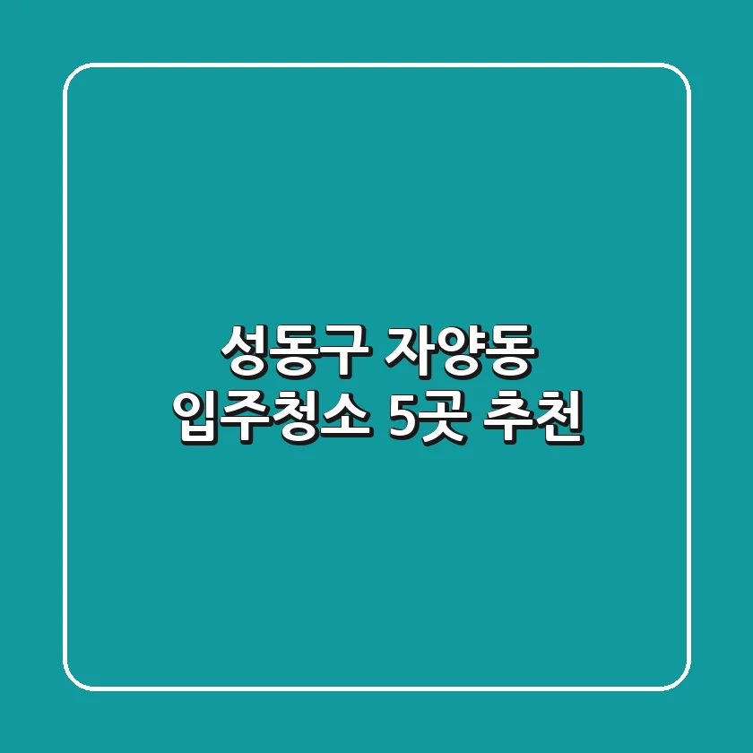 성동구 자양동 입주청소, 5곳 추천!