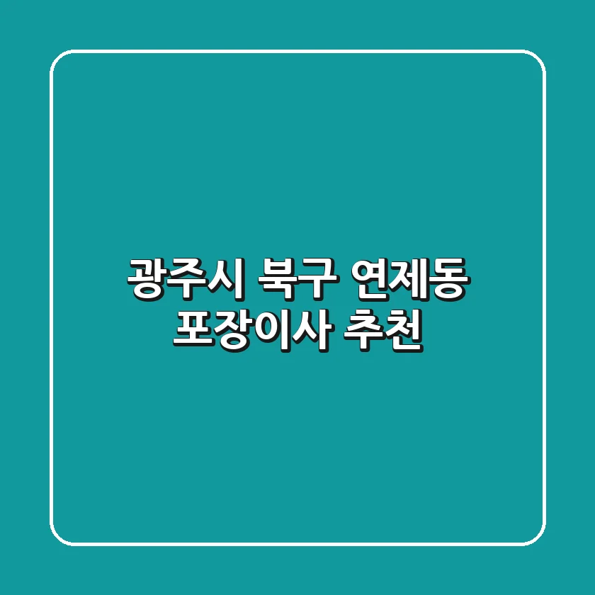 광주시 북구 연제동 포장이사 추천