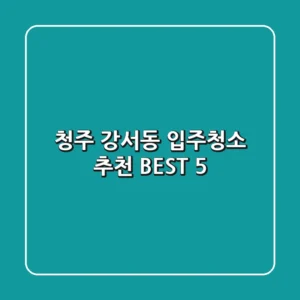 청주 강서동 입주청소 추천 BEST 5