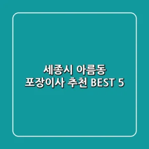 세종시 아름동 포장이사 추천 BEST 5