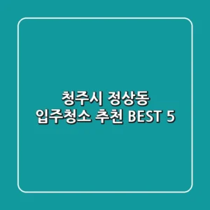 청주시 정상동 입주청소 추천 BEST 5