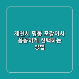 제천시 명동 포장이사, 꼼꼼하게 선택하는 방법