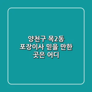 양천구 목2동 포장이사, 믿을 만한 곳은 어디?