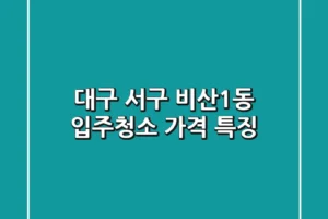 대구 서구 비산1동 입주청소 가격, 특징