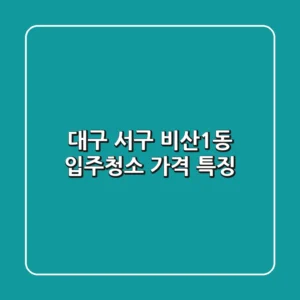 대구 서구 비산1동 입주청소 가격, 특징