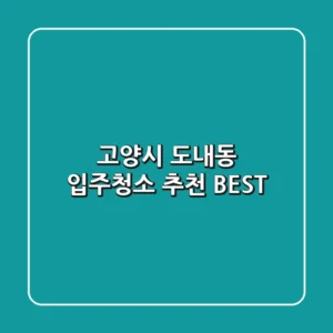고양시 도내동 입주청소 추천 BEST