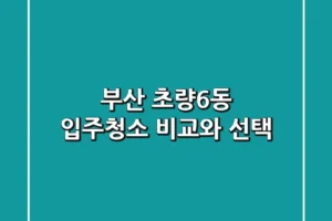 부산 초량6동 입주청소: 비교와 선택