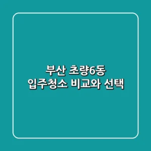부산 초량6동 입주청소: 비교와 선택