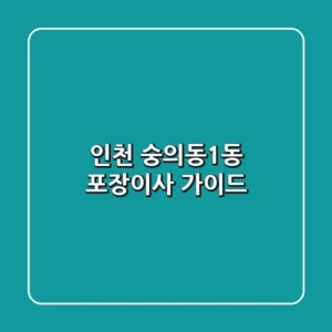인천 숭의동1동 포장이사 가이드