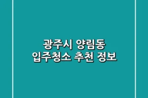 광주시 양림동 입주청소 추천 정보