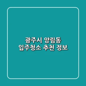 광주시 양림동 입주청소 추천 정보