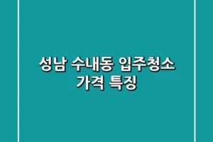 성남 수내동 입주청소 가격, 특징