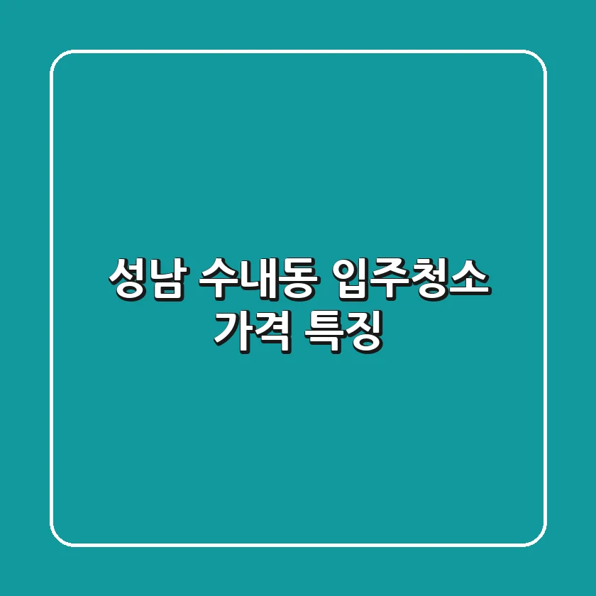 성남 수내동 입주청소 가격, 특징