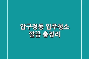 압구정동 입주청소, 깔끔 총정리