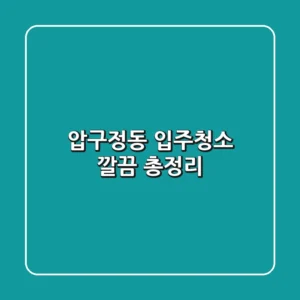 압구정동 입주청소, 깔끔 총정리