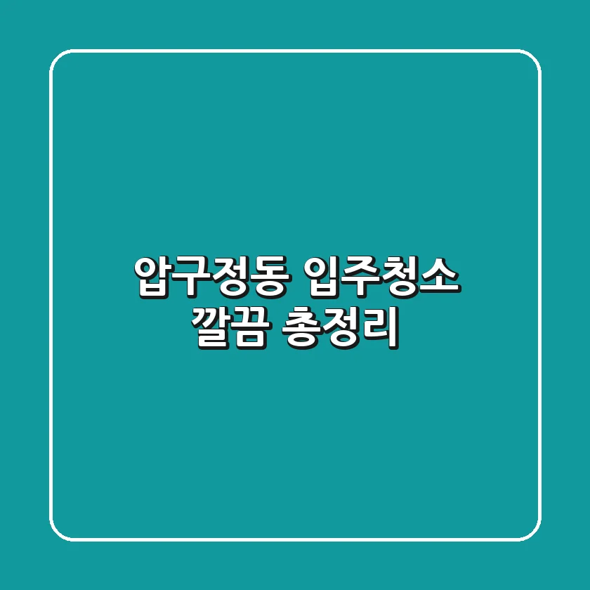 압구정동 입주청소, 깔끔 총정리