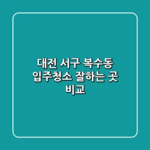 대전 서구 복수동 입주청소 잘하는 곳 비교