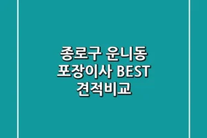 종로구 운니동 포장이사 BEST 견적비교