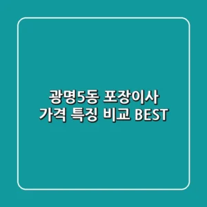 광명5동 포장이사 가격, 특징 비교 BEST