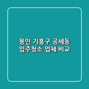 용인 기흥구 공세동 입주청소 업체 비교