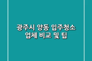광주시 양동 입주청소: 업체 비교 및 팁