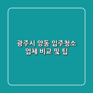 광주시 양동 입주청소: 업체 비교 및 팁