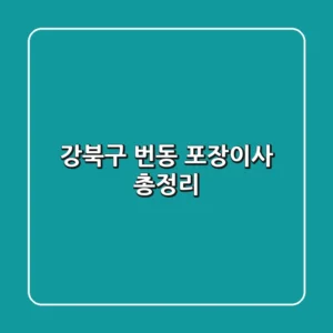 강북구 번동 포장이사 총정리