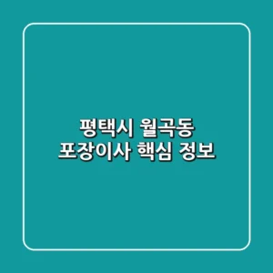 평택시 월곡동 포장이사 핵심 정보