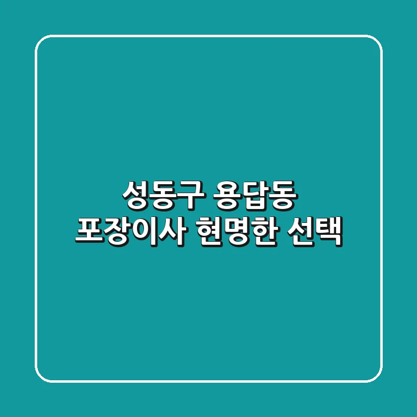 성동구 용답동 포장이사, 현명한 선택