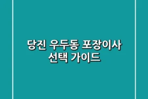 당진 우두동 포장이사 선택 가이드
