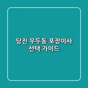 당진 우두동 포장이사 선택 가이드