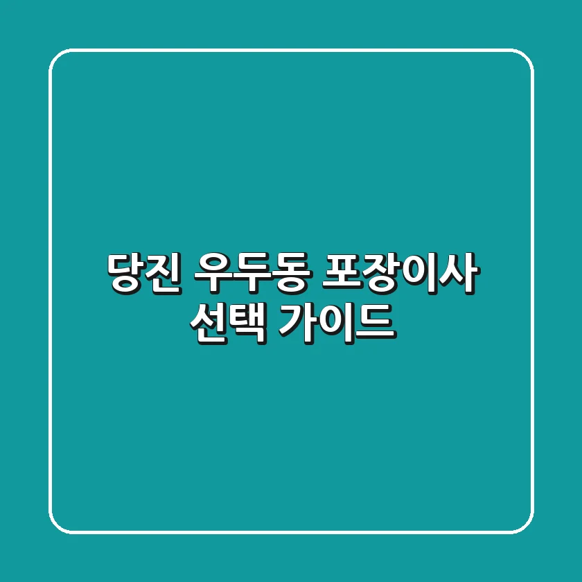 당진 우두동 포장이사 선택 가이드