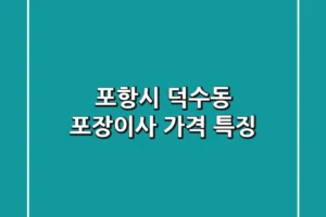 포항시 덕수동 포장이사 가격 특징