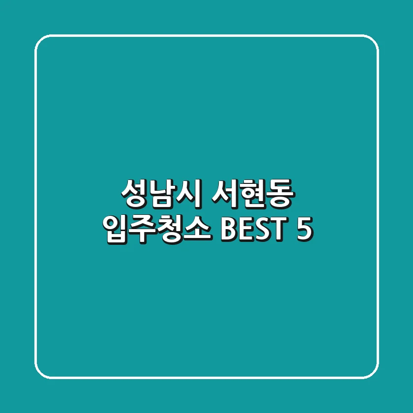 성남시 서현동 입주청소 BEST 5
