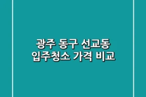 광주 동구 선교동 입주청소 가격 비교