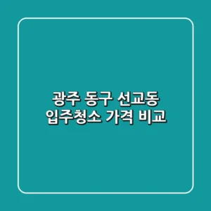 광주 동구 선교동 입주청소 가격 비교