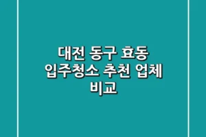 대전 동구 효동 입주청소 추천 업체 비교