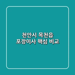 천안시 목천읍 포장이사 핵심 비교