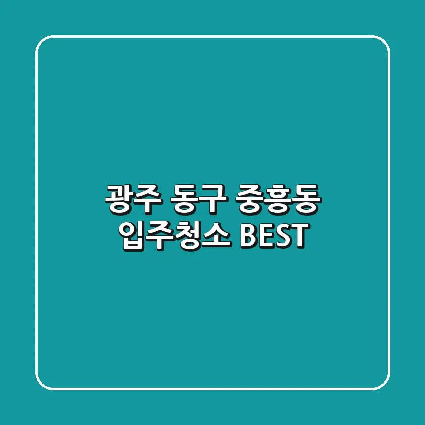 광주 동구 중흥동 입주청소 BEST