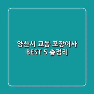 양산시 교동 포장이사 BEST 5 총정리