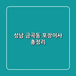 성남 금곡동 포장이사 총정리