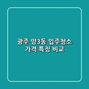 광주 양3동 입주청소: 가격, 특징 비교