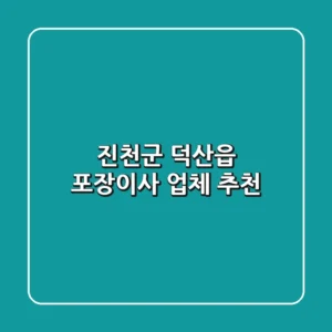 진천군 덕산읍 포장이사 업체 추천