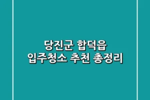 당진군 합덕읍 입주청소 추천 총정리
