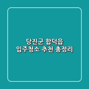 당진군 합덕읍 입주청소 추천 총정리