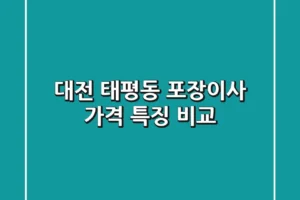 대전 태평동 포장이사: 가격, 특징 비교