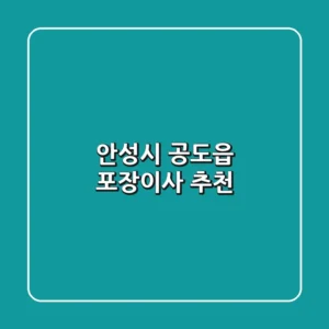 안성시 공도읍 포장이사 추천