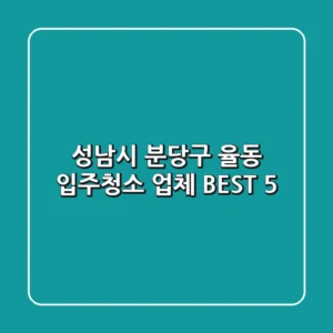 성남시 분당구 율동 입주청소 업체 BEST 5