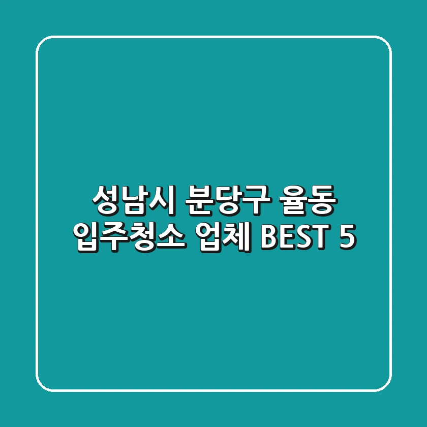 성남시 분당구 율동 입주청소 업체 BEST 5
